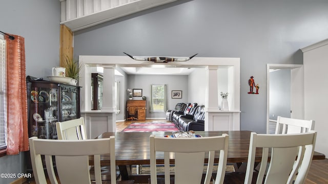 dining area featuring wood finished floors