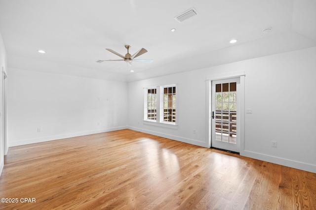 1502 Match Point Ln Unit 402, Panama City Beach, FL 32413 - spare room with a ceiling fan, light wood-style flooring, and recessed lighting