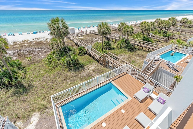 13643 Front Beach Rd, Panama City Beach, FL 32413 - aerial view of a pool area and waterfront with a beach