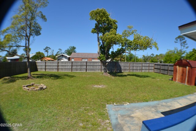 view of yard with a fenced backyard