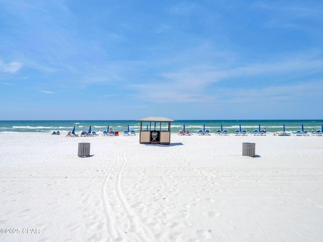 view of water feature featuring a view of the beach