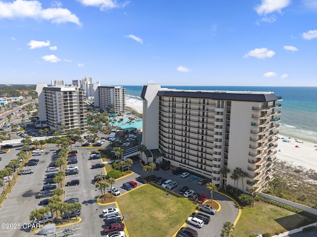 view of urban area with expansive coastline and apartment complex / building