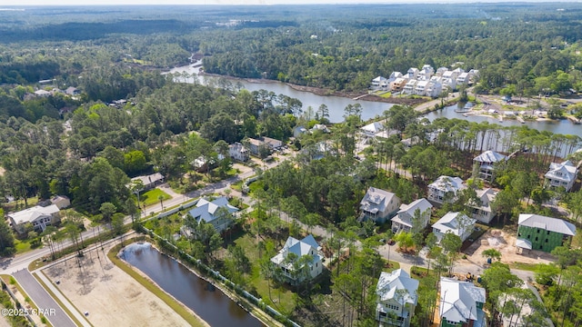 205 Mallard Ln, Santa Rosa Beach, FL 32459 - bird's eye view with a forest view, a water view, and a residential view