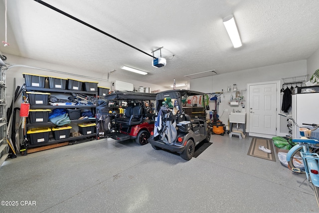 garage with a sink