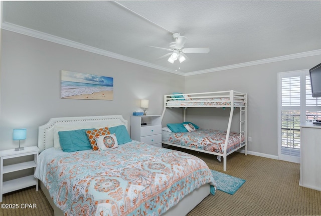11619 Front Bch Unit 610, Panama City Beach, FL 32407 - carpeted bedroom with crown molding and ceiling fan