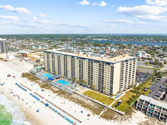 5801 Thomas Dr Unit 415, Panama City, FL 32408 - birds eye view of property featuring a view of the beach and a water view