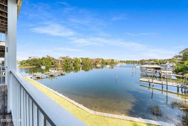 exterior space with a boat dock