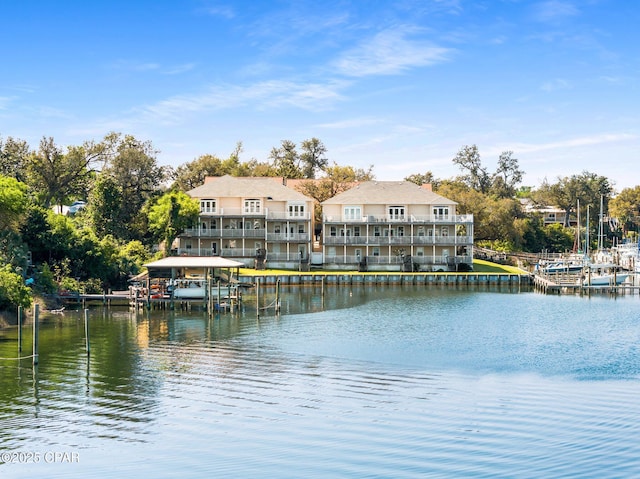 water view with a dock