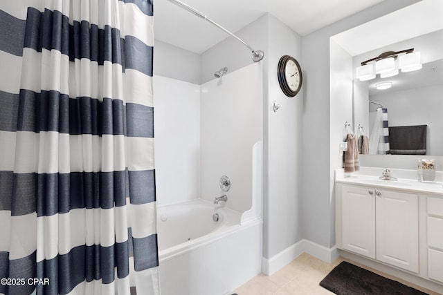 14825 Front Beach Rd Unit 2209, Panama City Beach, FL 32413 - full bath featuring shower / tub combo, tile patterned floors, vanity, and baseboards