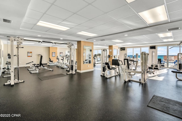 14825 Front Beach Rd Unit 2209, Panama City Beach, FL 32413 - exercise room featuring a drop ceiling