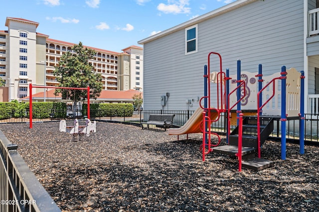 community play area with fence
