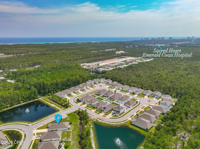 133 Stonegate Dr, Santa Rosa Beach, FL 32459 - drone / aerial view featuring a view of trees, a residential view, and a water view