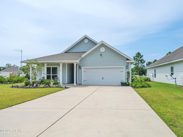 133 Stonegate Dr, Santa Rosa Beach, FL 32459 - ranch-style home with a garage, covered porch, a front yard, and concrete driveway
