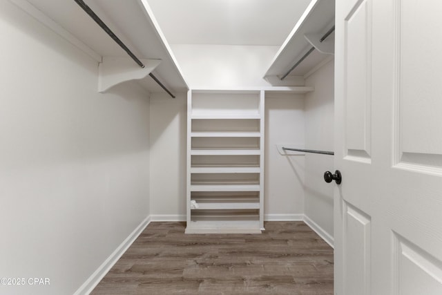 spacious closet with wood finished floors