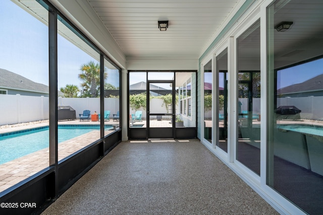 view of unfurnished sunroom