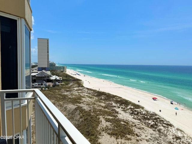 property view of water featuring a view of the beach