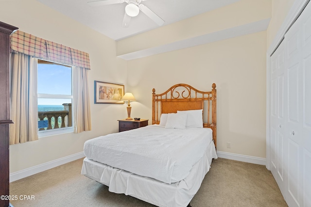15817 Front Beach Rd Unit I-2309, Panama City Beach, FL 32413 - carpeted bedroom with a closet and ceiling fan