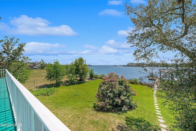 view of water feature featuring fence