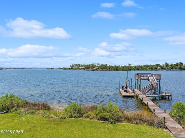 dock area featuring a water view