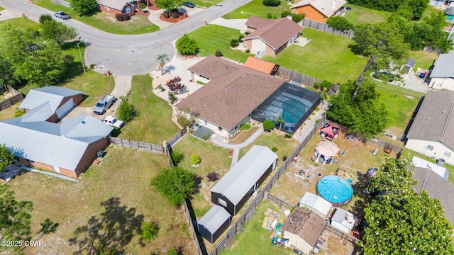 aerial view with a residential view