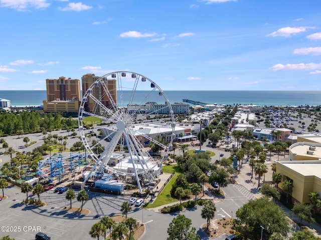 bird's eye view with a view of city and a water view
