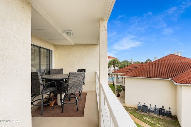 balcony with central air condition unit