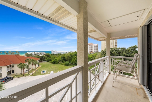 balcony with a water view