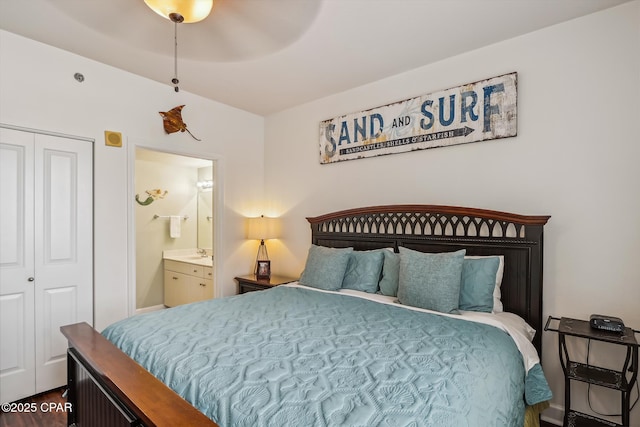 9900 S Thomas Dr Unit 1418, Panama City Beach, FL 32408 - bedroom featuring ensuite bathroom and a closet