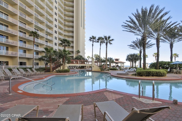 9900 S Thomas Dr Unit 1418, Panama City Beach, FL 32408 - pool featuring a patio area