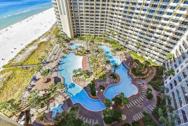 9900 S Thomas Dr Unit 1418, Panama City Beach, FL 32408 - aerial view with a view of the beach and a water view
