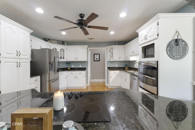 924 N College Blvd, Lynn Haven, FL 32444 - kitchen featuring recessed lighting, a sink, stainless steel appliances, a ceiling fan, and white cabinetry