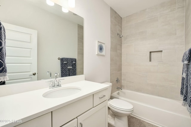 19 Mckenna Way, Santa Rosa Beach, FL 32459 - bathroom featuring tile patterned floors, vanity, toilet, and bathing tub / shower combination