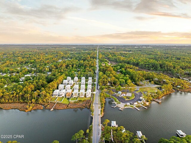 19 Mckenna Way, Santa Rosa Beach, FL 32459 - aerial view at dusk with a water view and a view of trees