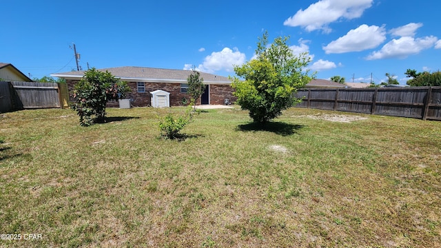 view of yard featuring a fenced backyard