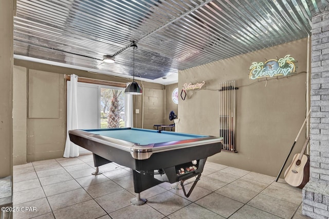 game room featuring tile patterned flooring and billiards