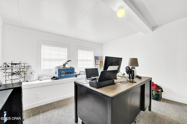 view of carpeted office space