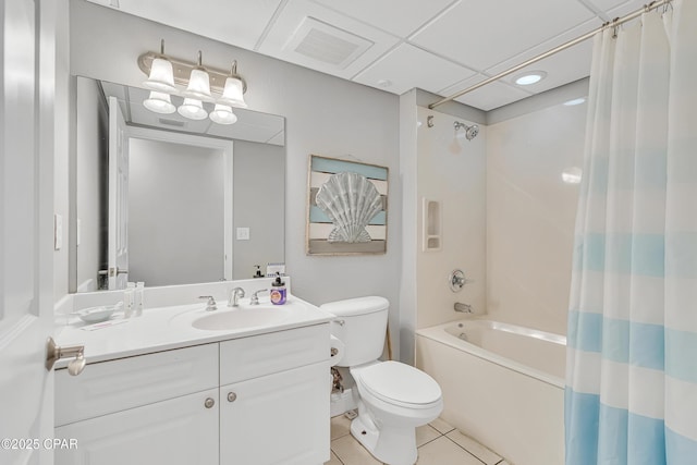 14701 Front Beach Rd Unit 834, Panama City Beach, FL 32413 - full bath featuring tile patterned floors, toilet, vanity, and shower / bath combo with shower curtain