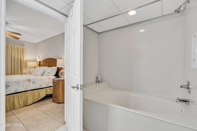 14701 Front Beach Rd Unit 834, Panama City Beach, FL 32413 - ensuite bathroom featuring a tub, tile patterned floors, and a ceiling fan