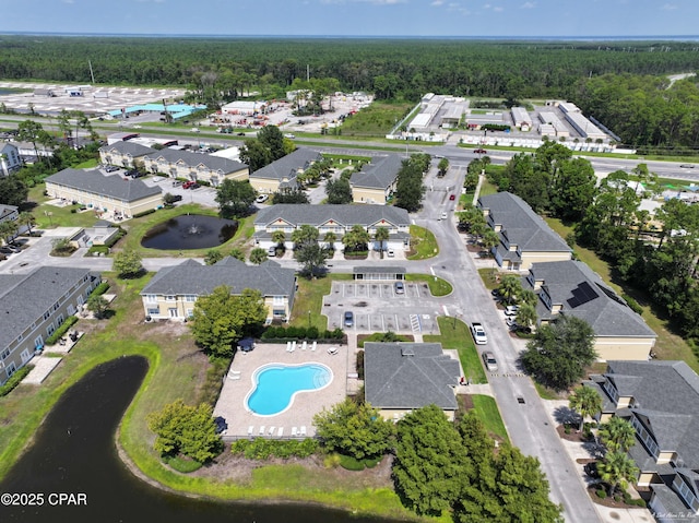 aerial view featuring a forest view