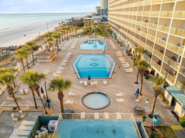 8743 Thomas Dr Unit 809, Panama City Beach, FL 32408 - community pool with view of water and beach