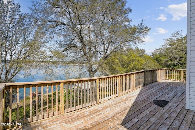 deck with a water view