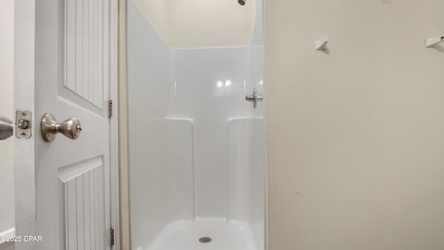 bathroom with a shower stall