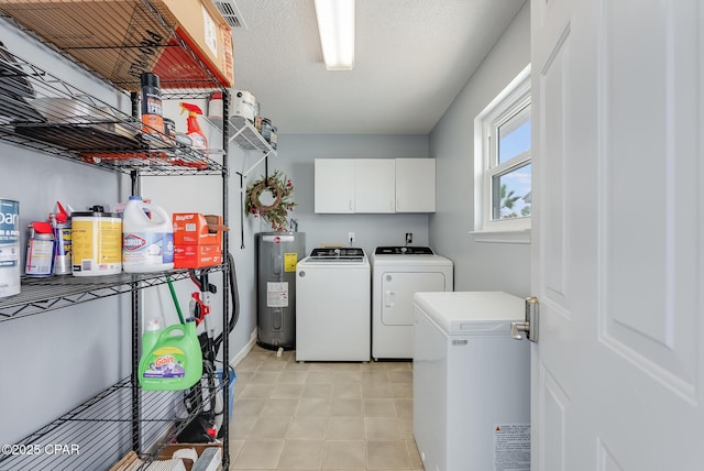 135 Bid A Wee Ln, Panama City Beach, FL 32413 - clothes washing area with water heater, washer and dryer, and cabinet space