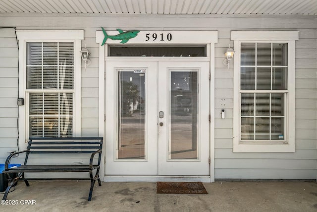 doorway to property with french doors