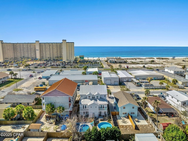 bird's eye view with a water view and a residential view