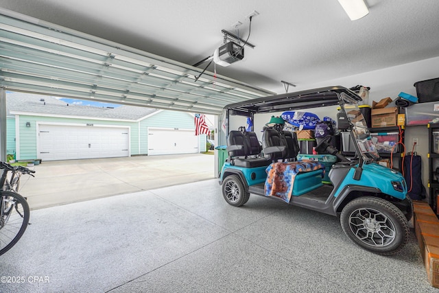 garage with a garage door opener