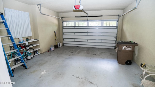 garage with a garage door opener