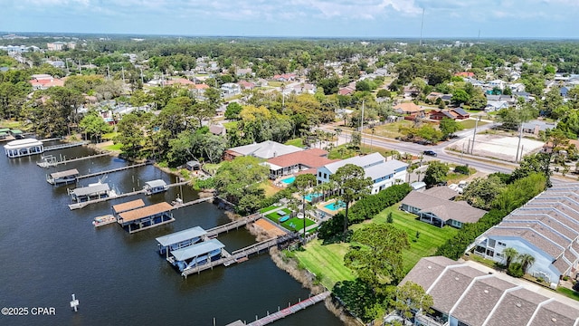 8597 N Lagoon Dr, Panama City, FL 32408 - bird's eye view featuring a water view and a residential view