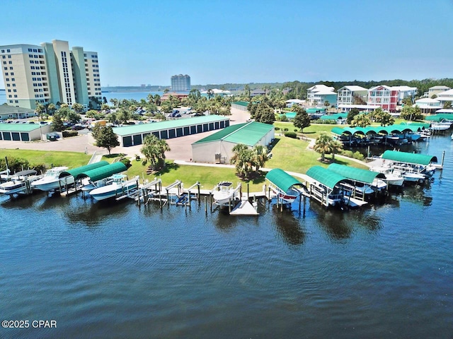 aerial view of a nearby body of water
