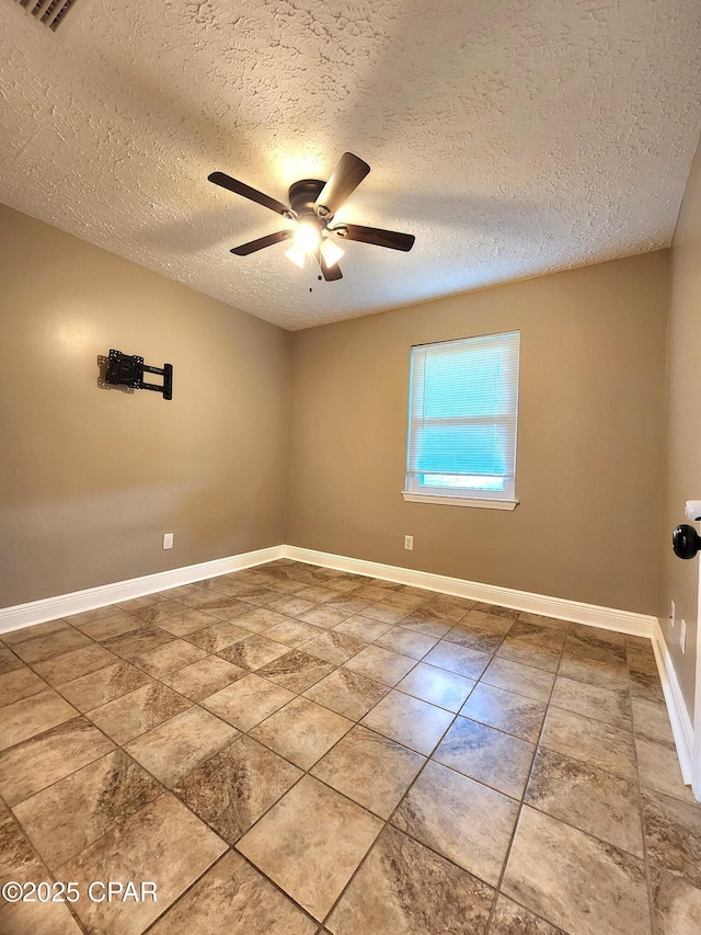 609 E Pine Forest Dr, Lynn Haven, FL 32444 - empty room with baseboards, ceiling fan, a textured ceiling, and visible vents
